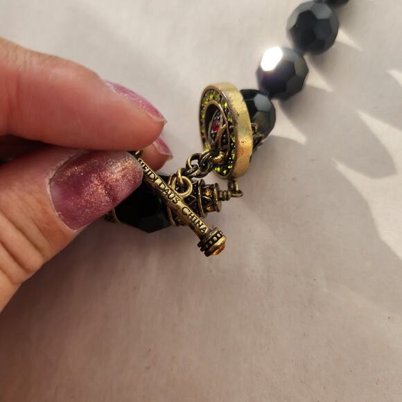 HEIDI DAUS Black Gold Crystal Beaded Necklace Retired 20" Long - Picture 6 of 8